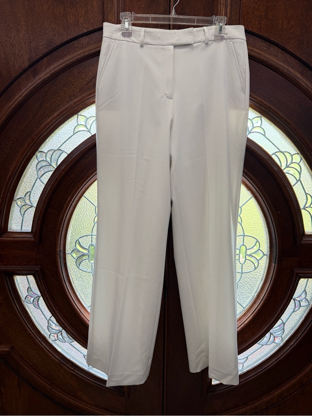 White House Black Market Women's White Straight-Leg Trousers
